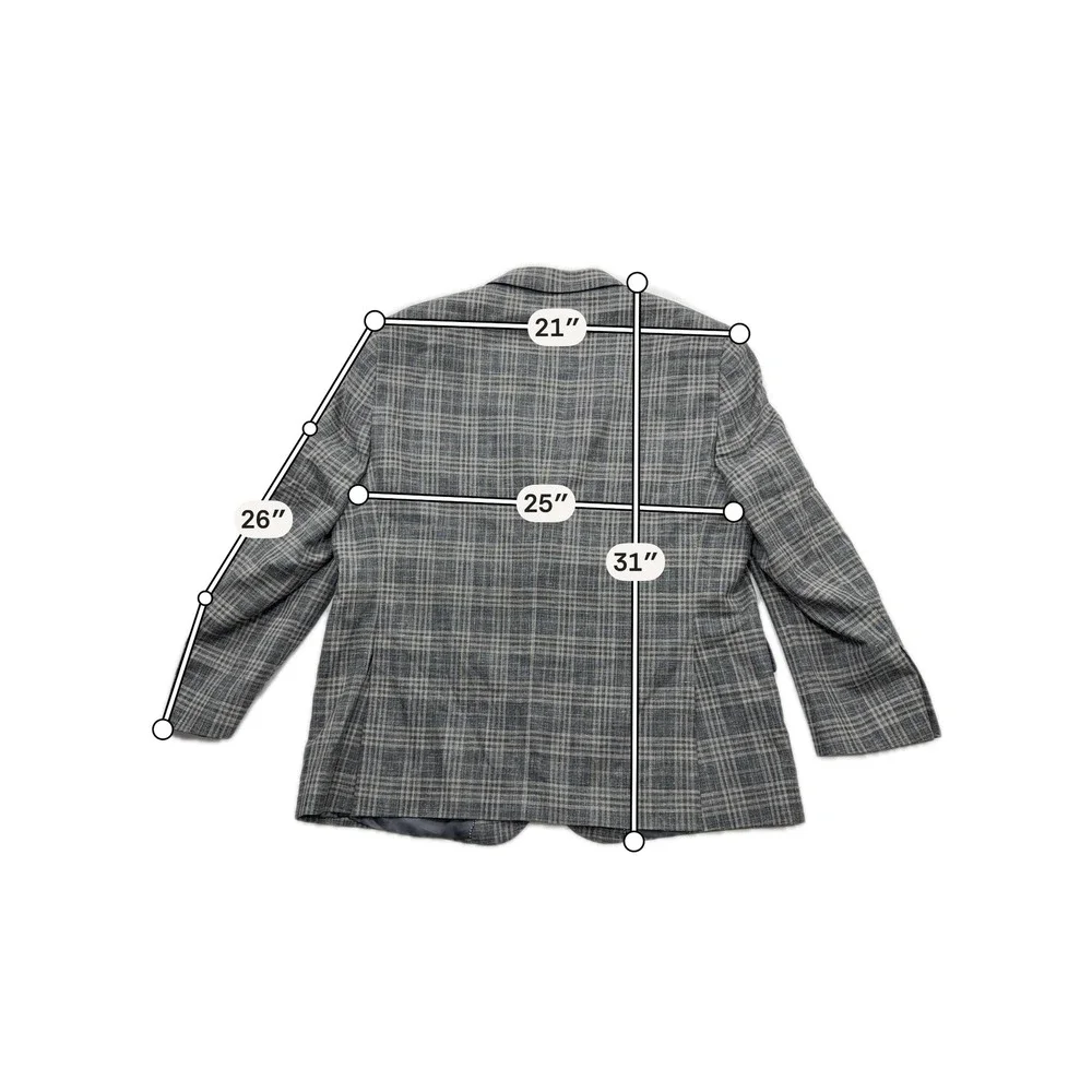 Jos. A. Bank Sport Coat Reserve E. Thomas Silk Wool Linen Plaid Grey Mens 50R